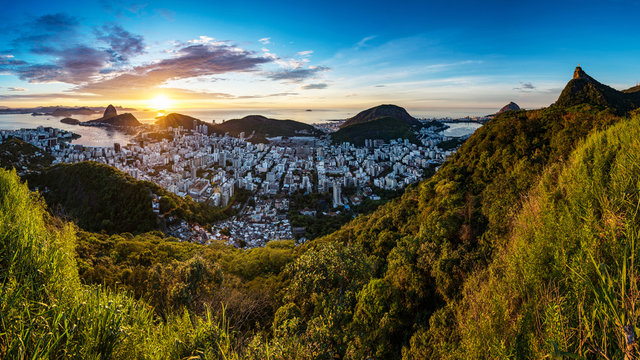 Panoramic View of Rio de Janeiro From the Sugarloaf Mountain to the Corcovado by Sunrise