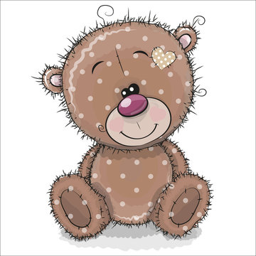 Cute Cartoon Teddy Bear on a white background