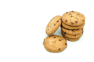 Chocolate chips cookies isolated on white background