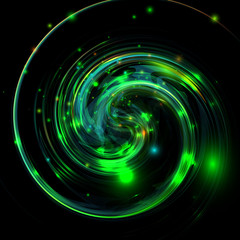 Obraz premium Twisted green shiny and colorful background, vector illustration