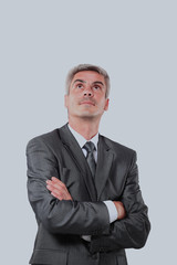 Smiling handsome businessman. Isolated over white background