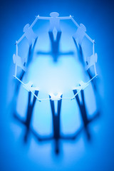 creative of big team in blue light