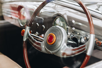 Classic Italian car - vehicle interior of vintage car