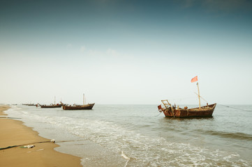 Chinese fishing boats in the sea