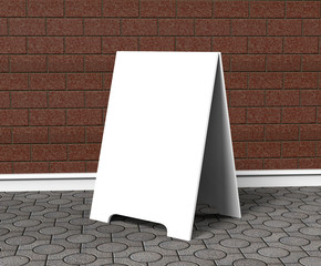 Crezon A-frame sandwich boards for design mock up and presantation. white blank 3d render illustration.