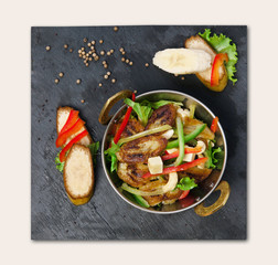 Indian cuisine - vegetable salad with banana isolated on white