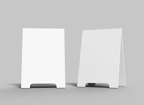 Crezon A-frame sandwich boards for design mock up and presantation. white blank 3d render illustration.