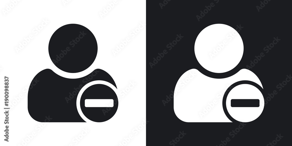 Wall mural vector remove user icon with minus glyph. two-tone version on black and white background