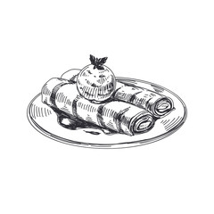 Beautiful vector hand drawn austrian food Illustration. 