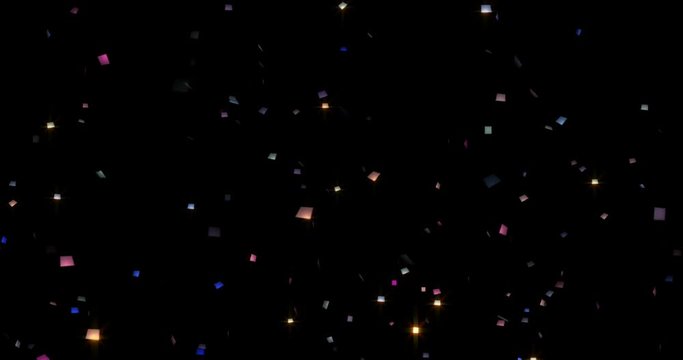 colorful falling confetti footage with alpha matte.
