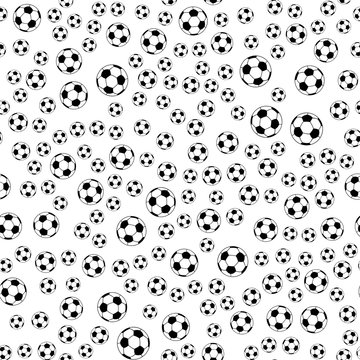 Seamless patterns from a soccer ball. Black and white. Vector illustration