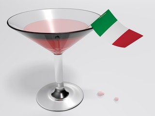 Aperitif glass with italian flag