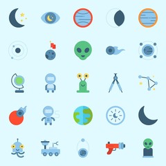 Icons set about Universe with moon, orbit, observation, comet, compass and astronaut © Orxan