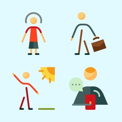 Icons set about Human with female, male, businessman and walker