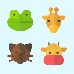 Icons set about Animals with frog, cat, giraffe and cow