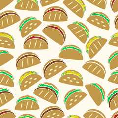 set of color tortilla tacos food icons seamless pattern eps10