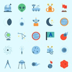 Icons set about Universe with meteorite, observatory, compass, orbit, uran and venus © Orxan
