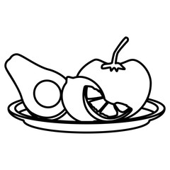 Avocado tomato and lemon icon vector illustration graphic design