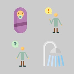 Icons set about Human with shower, question, baby and male