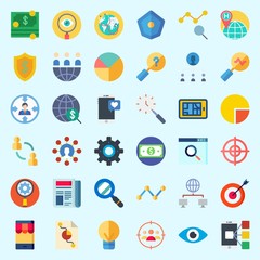 Icons set about Marketing with vision, targeting, network, settings, user and smartphone