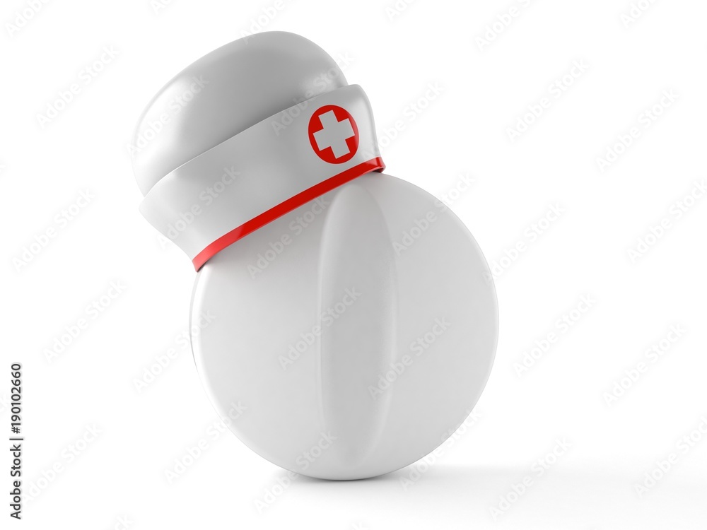 Poster tablet with nurse hat isolated on wite background