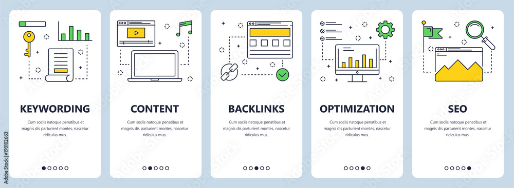 Poster vector modern thin line keywording concept web banner set