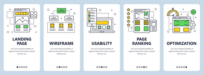 Vector modern thin line landing page concept web banner set