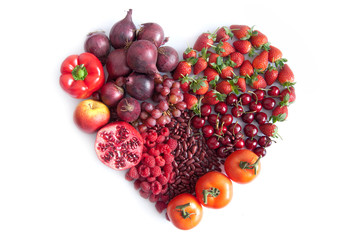 Red heartshape fruits and vegetables