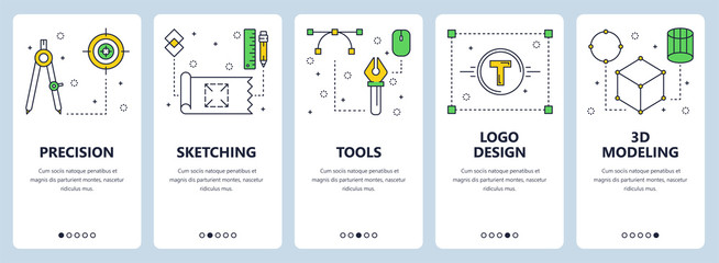 Vector modern thin line precision concept web banner set