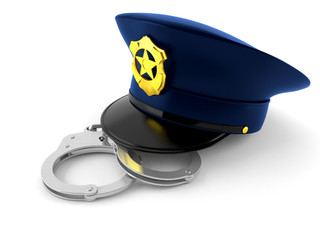 Police hat with handcuffs