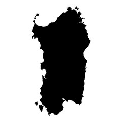 Sardinia map. Island silhouette icon. Isolated Sardinia black map outline. Vector illustration.