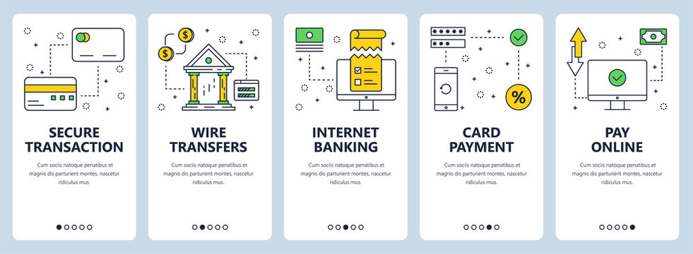 Vector modern thin line secure transactions concept web banner set