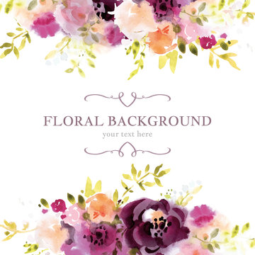 Watercolor floral background template