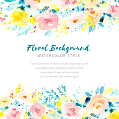 Fototapeta na wymiar Watercolor floral background template
