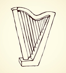 Harp. Vector drawing