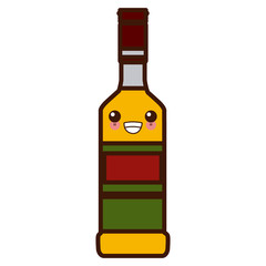 Tequila bottle isolated cute kawaii cartoon vector illustration