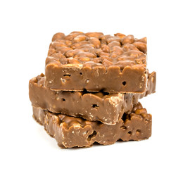 Chocolate with rice isolated on white isolated