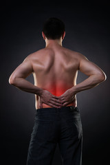 Back pain, kidney inflammation, ache in man's body