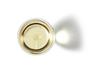 Glass with wine on white background