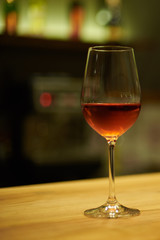 wine in a glass in a restaurant