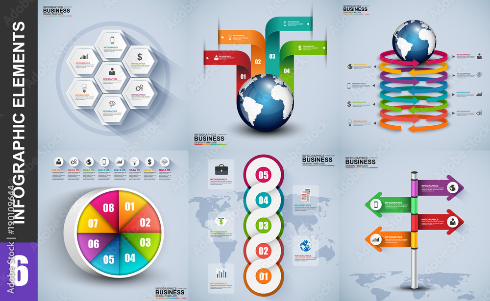 Aufkleber infographic elements data visualization vector design template. business concept with steps, creativ