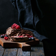 Home made 'Black Forest' roll cake