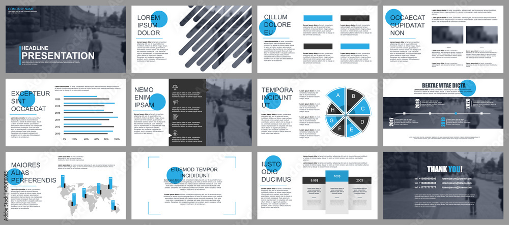 Poster blue and black business presentation slides templates from infographic elements. can be used for pre