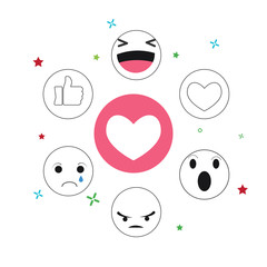 Set of Emoticon with Flat Design Style