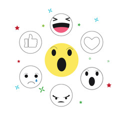 Set of Emoticon with Flat Design Style