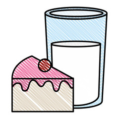 sweet cake portion with milk glass