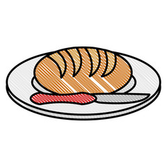 dish and cutlery with bread