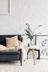 modern living room interior with stylish decor, mockup concept