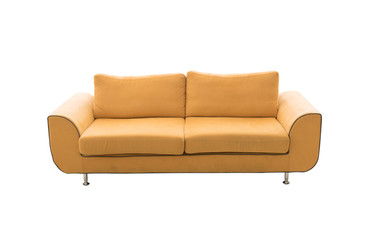 Sofa yellow isolated on white background