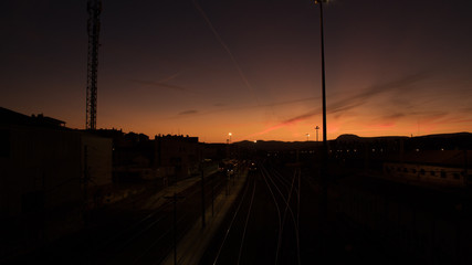Sunset in the railroad